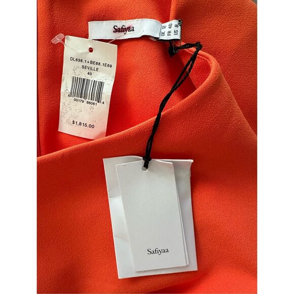 Safiyaa Ottavia Asymmetric Crepe Gown in Orange US 8 $1815 - Picture 12 of 12